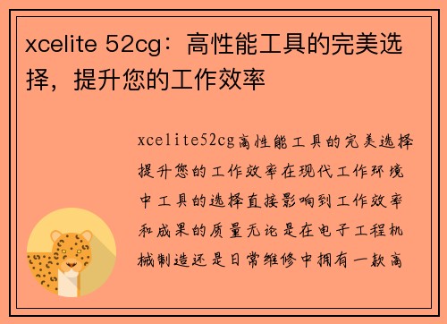 xcelite 52cg：高性能工具的完美选择，提升您的工作效率